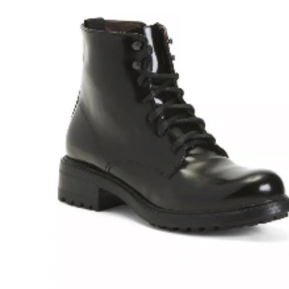 Boemos Women's Patent Leather lace up  combat boots black size 39 - Picture 1 of 10